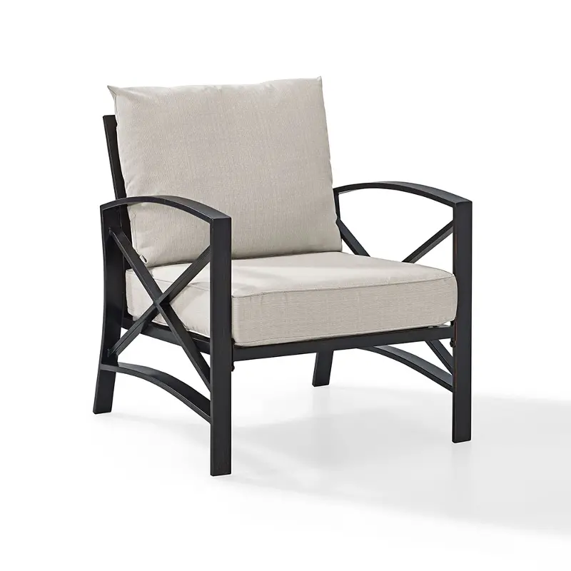 Kaplan Black and Beige Patio Armchair