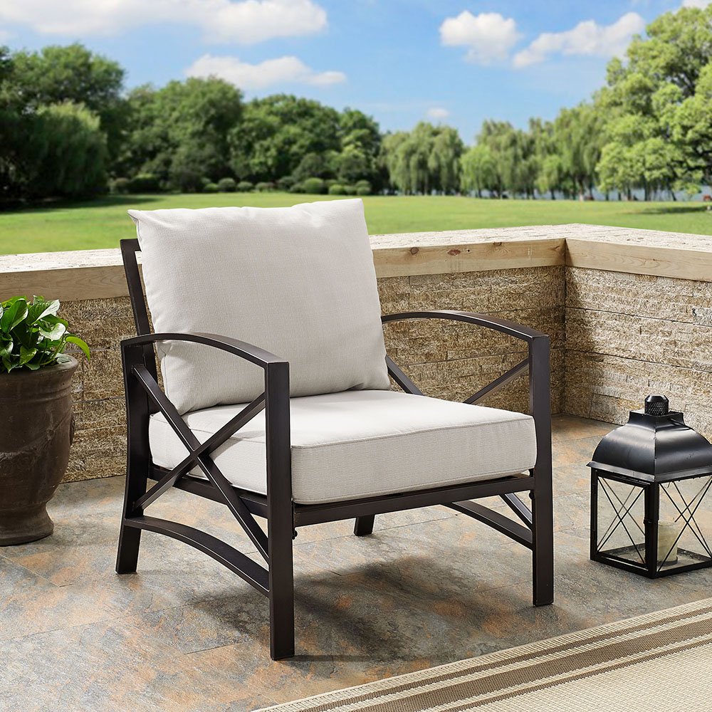 Kaplan Cream and Bronze Patio Armchair