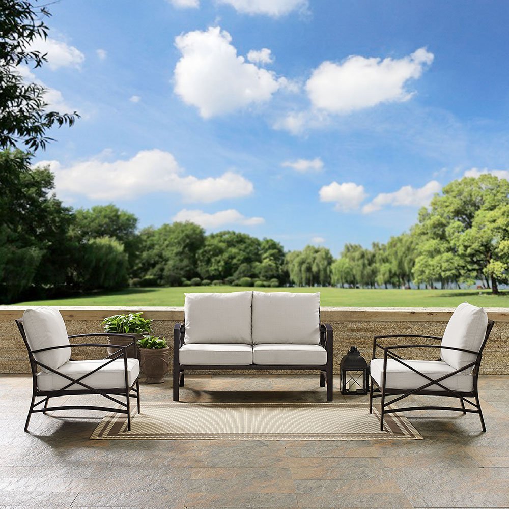 Kaplan Cream and Bronze 3 pc Patio Furniture Set