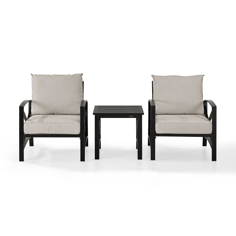 Kaplan 3 Piece Cream and Bronze Patio Armchair Set