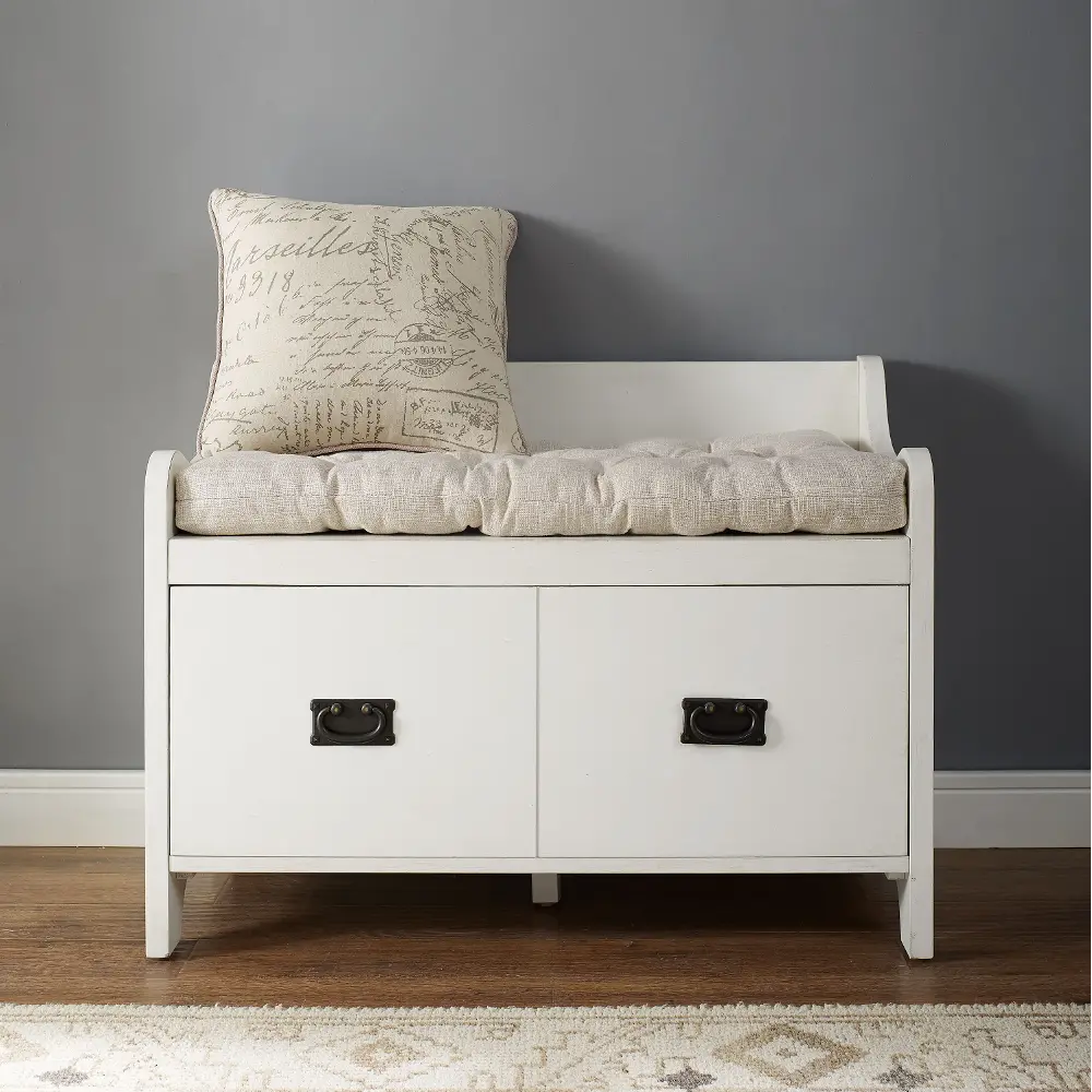CF6017-WH Distressed White Entryway Bench - Fremont-1