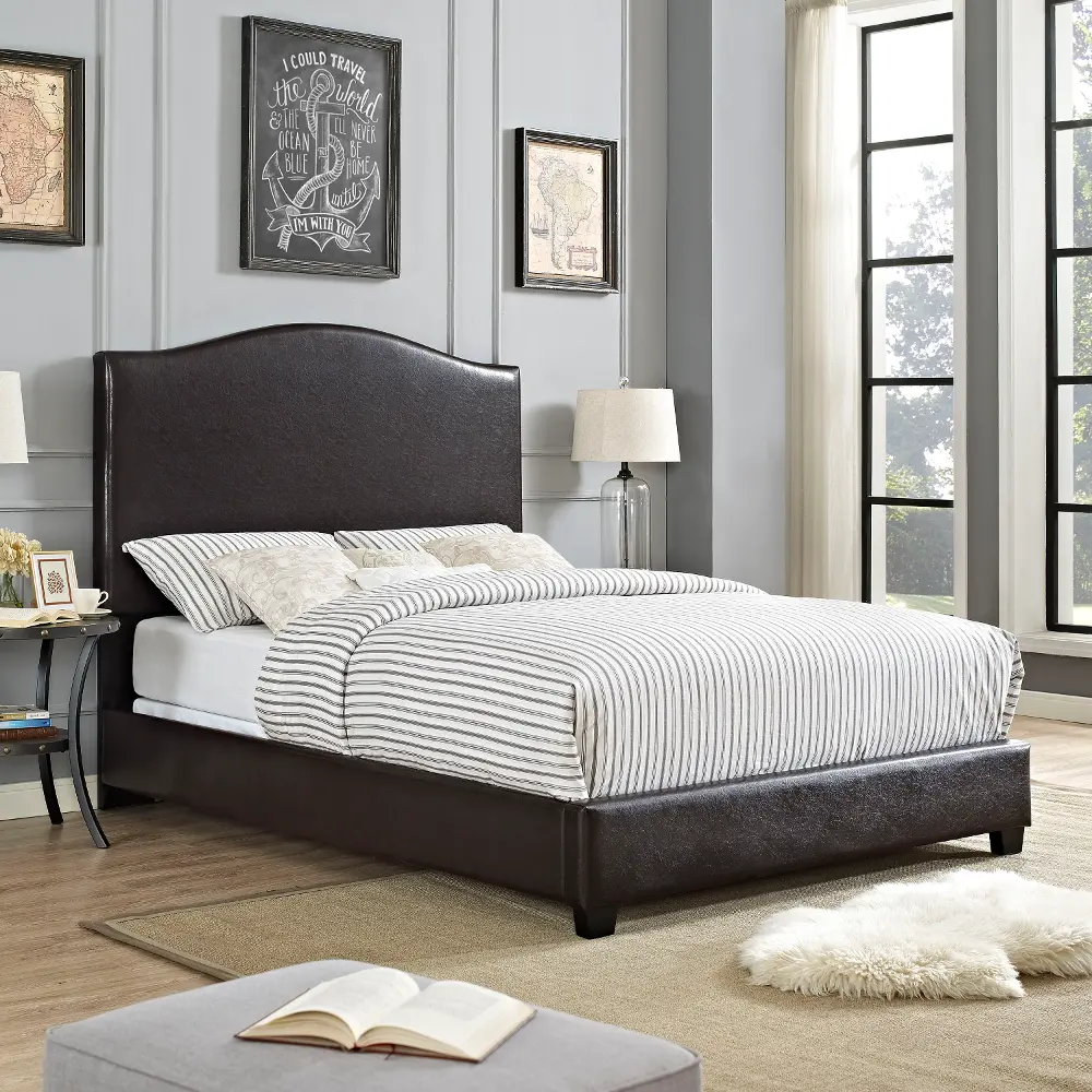 KF705004BR Contemporary Brown Queen Upholstered Bed - Bellingham-1