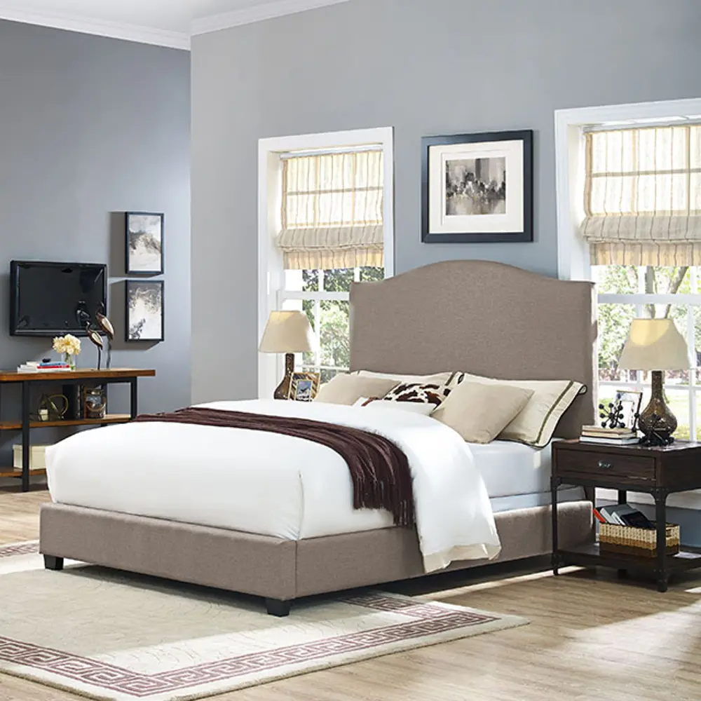 KF705004OL Contemporary Oatmeal Queen Upholstered Bed - Bellingham-1