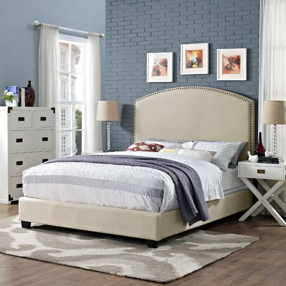 KF706008CR Classic Cream King Upholstered Bed - Cassie-1