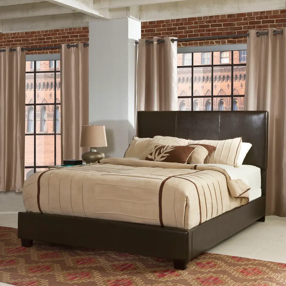 KF706002BR Contemporary Brown King Upholstered Bed - Drake-1
