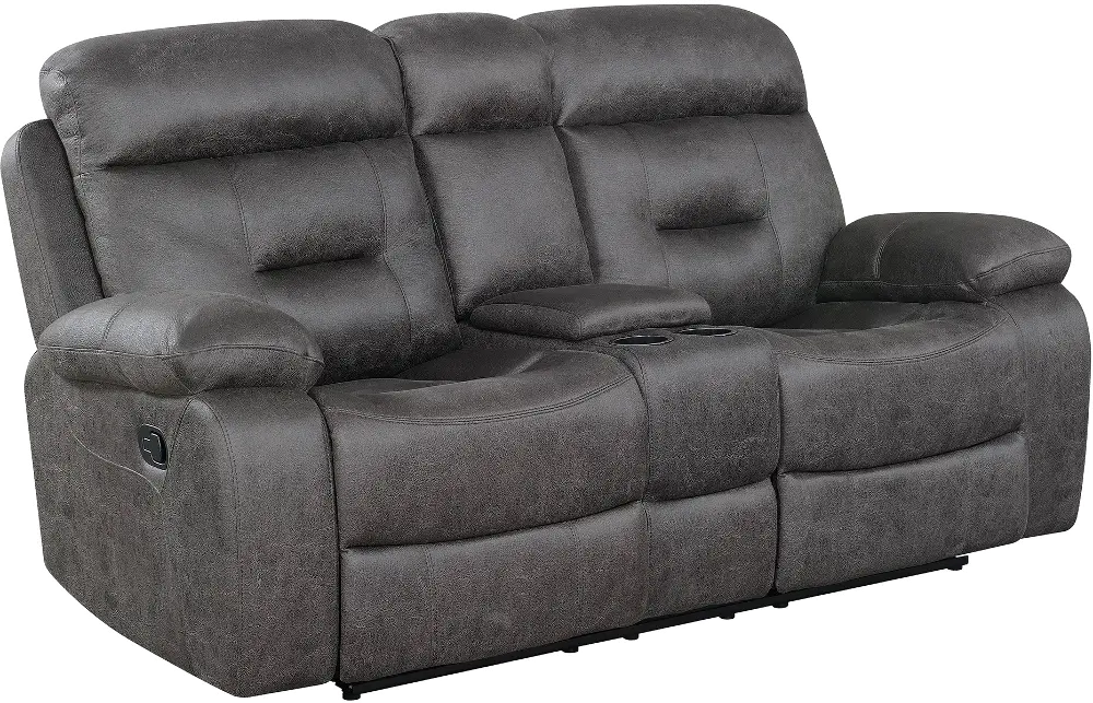 Charcoal Gray Dual Reclining Loveseat with Console - Cano-1