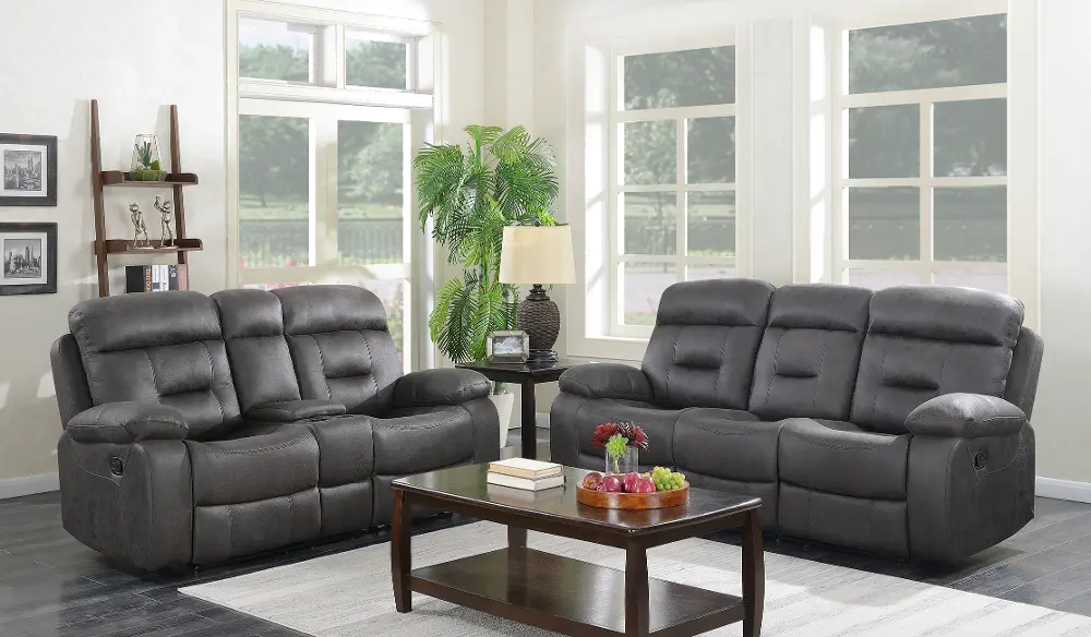 Charcoal Gray 2 Piece Reclining Living Room Set - Cano-1