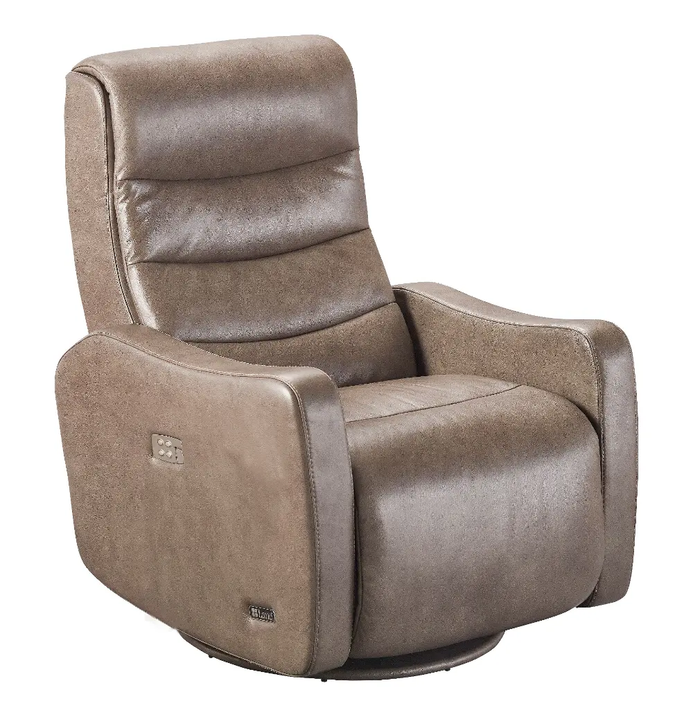 Seal Brown Leather-Match Power Swivel Glider Recliner - Lexie-1
