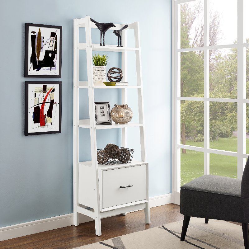 Landon Small Modern White Bookcase Rc, Modern White Bookcase With Doors