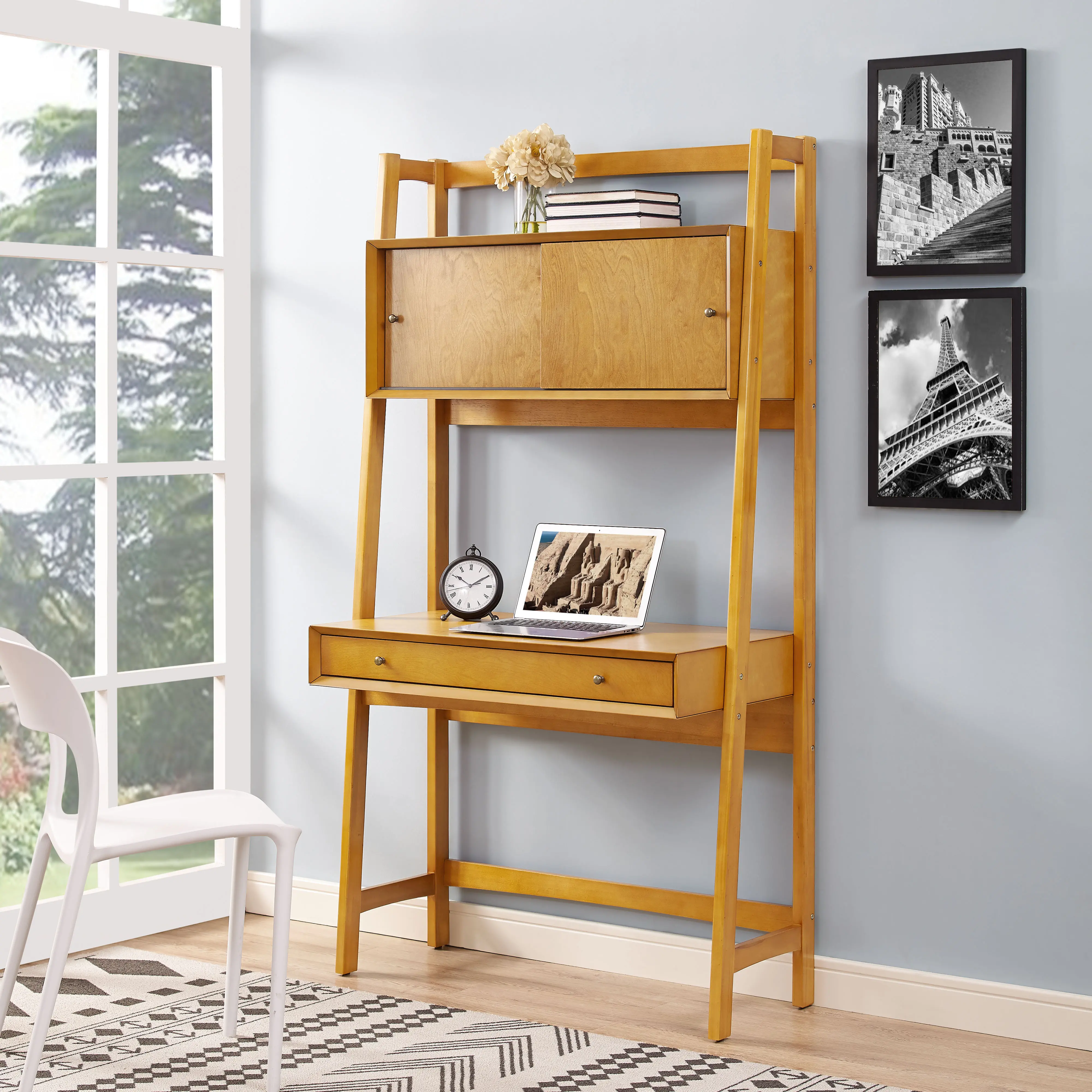 Modern Brown Ladder Desk - Landon
