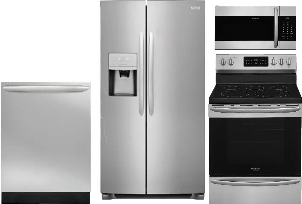 .FRG-GAL-SXS-ELE-S/S Frigidaire Gallery 4 Piece Electric Kitchen Appliance Package with Side by Side Refrigerator - Stainless Steel-1