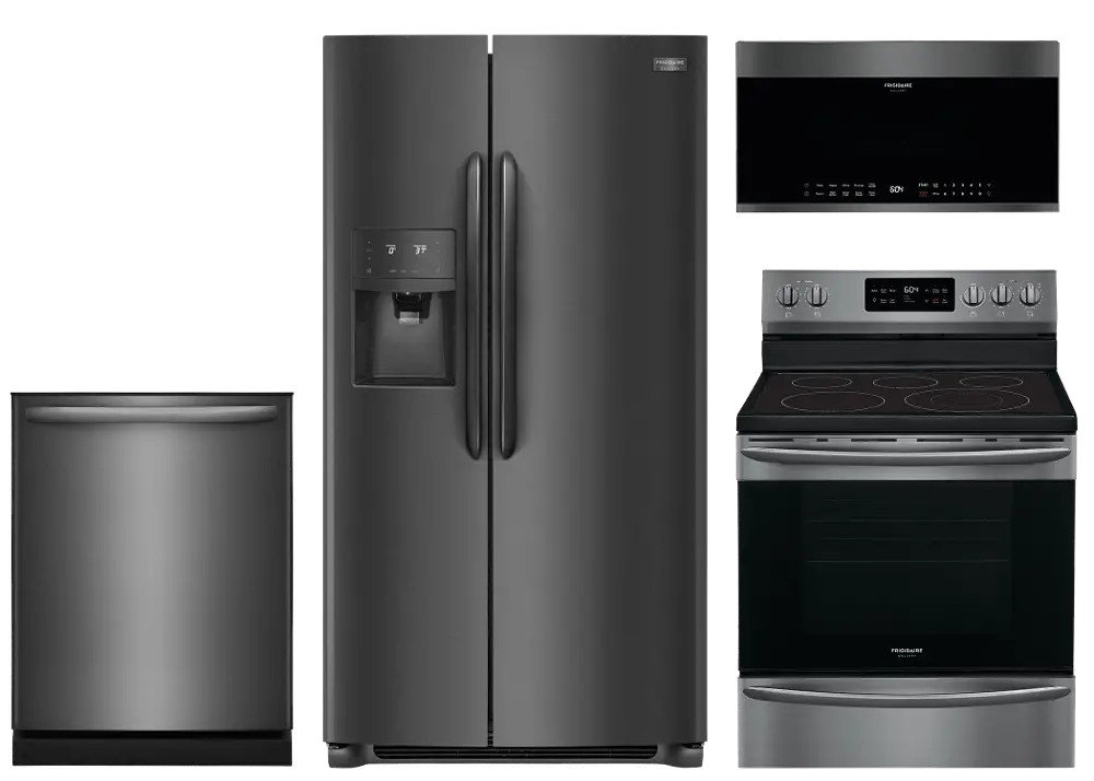 .FRG-GAL-SXS-ELE-BSS Frigidaire Gallery 4 Piece Electric Kitchen Appliance Package with Side by Side Refrigerator - Black Stainless Steel-1