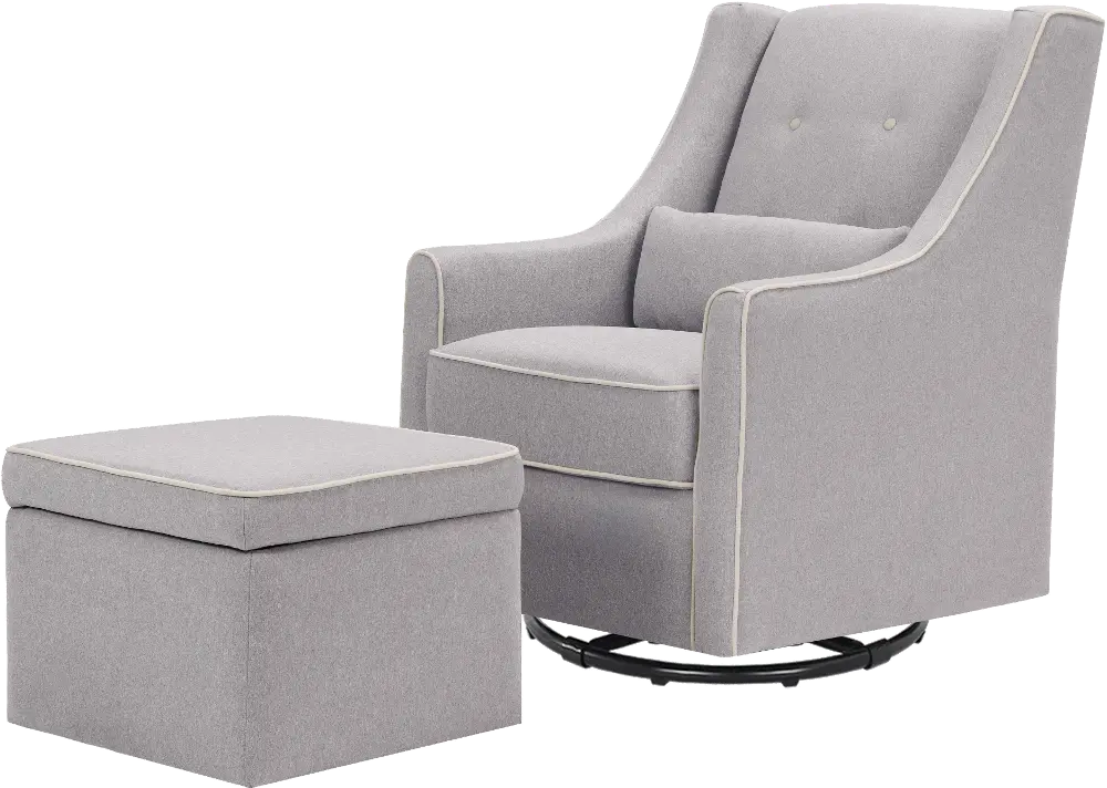 Classic Contemporary Gray Glider Chair and Ottoman - Owen-1