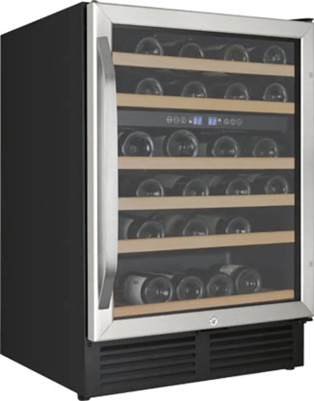 WCR496DS Avanti 49 Bottle Wide Built-In Dual Zone Wine Chiller - 24 Inch Stainless Steel and Black-1