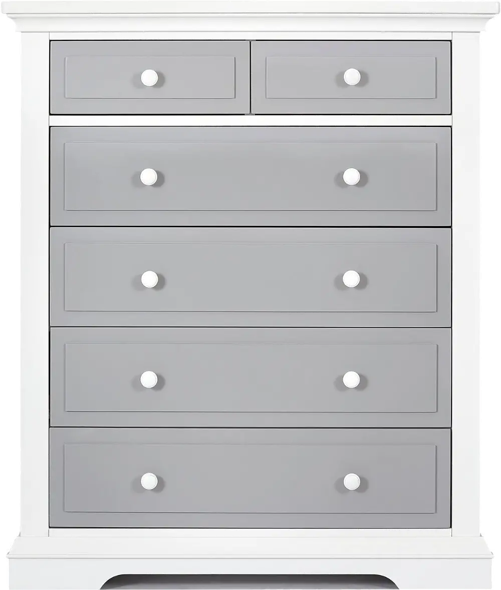 844-WPG Gray and White 6-Drawer Chest - Parker-1