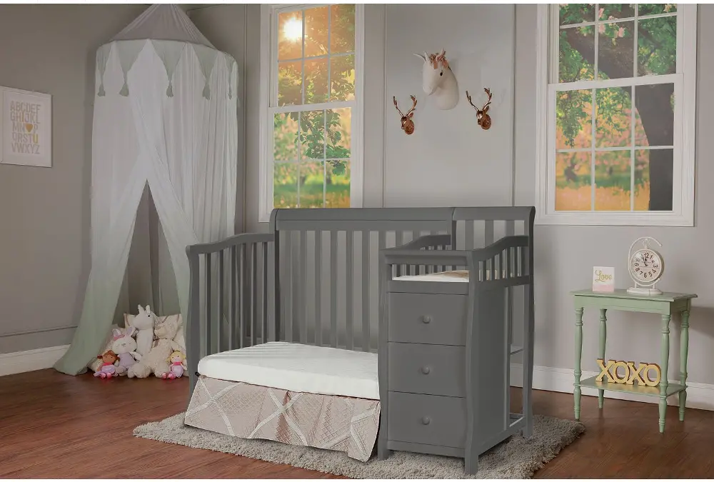 Gray 4-in-1 Mini Convertible Crib and Changer - Jayden-1