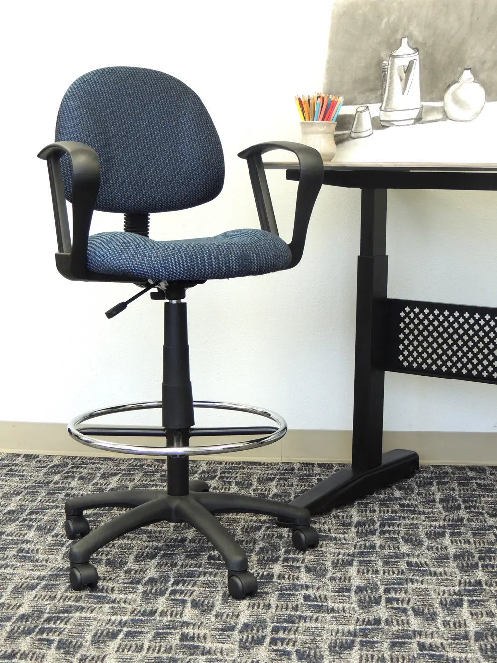 B1617-BE Tall Blue Adjustable Office Chair sku B1617-BE
