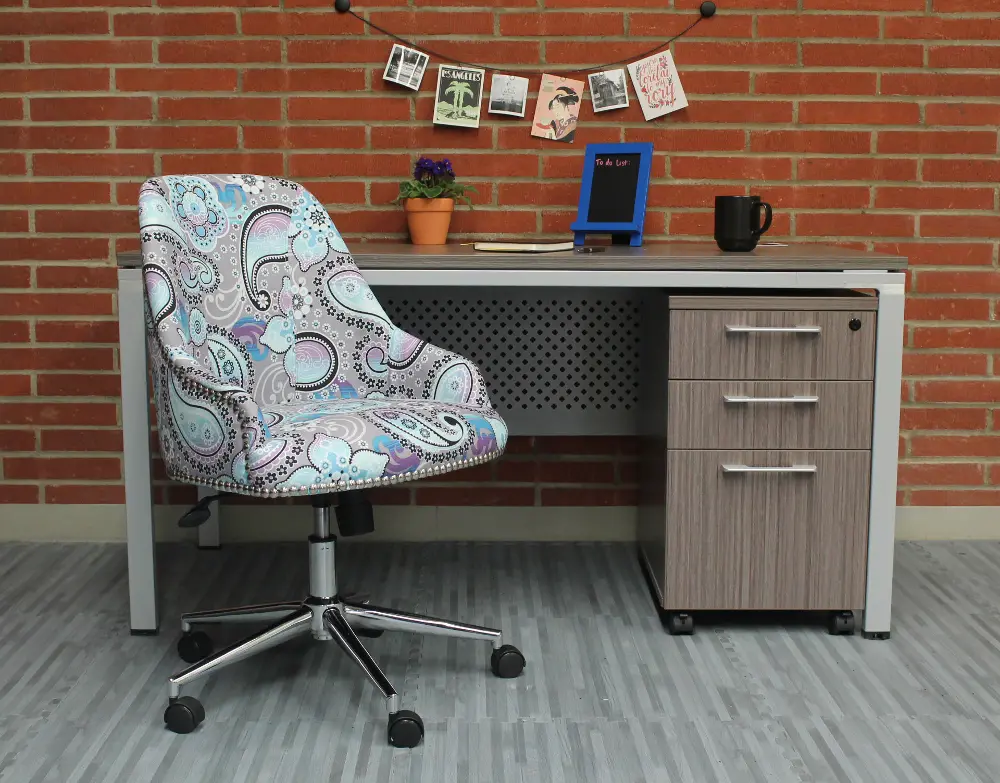 Purple and Blue Paisley Office Chair-1