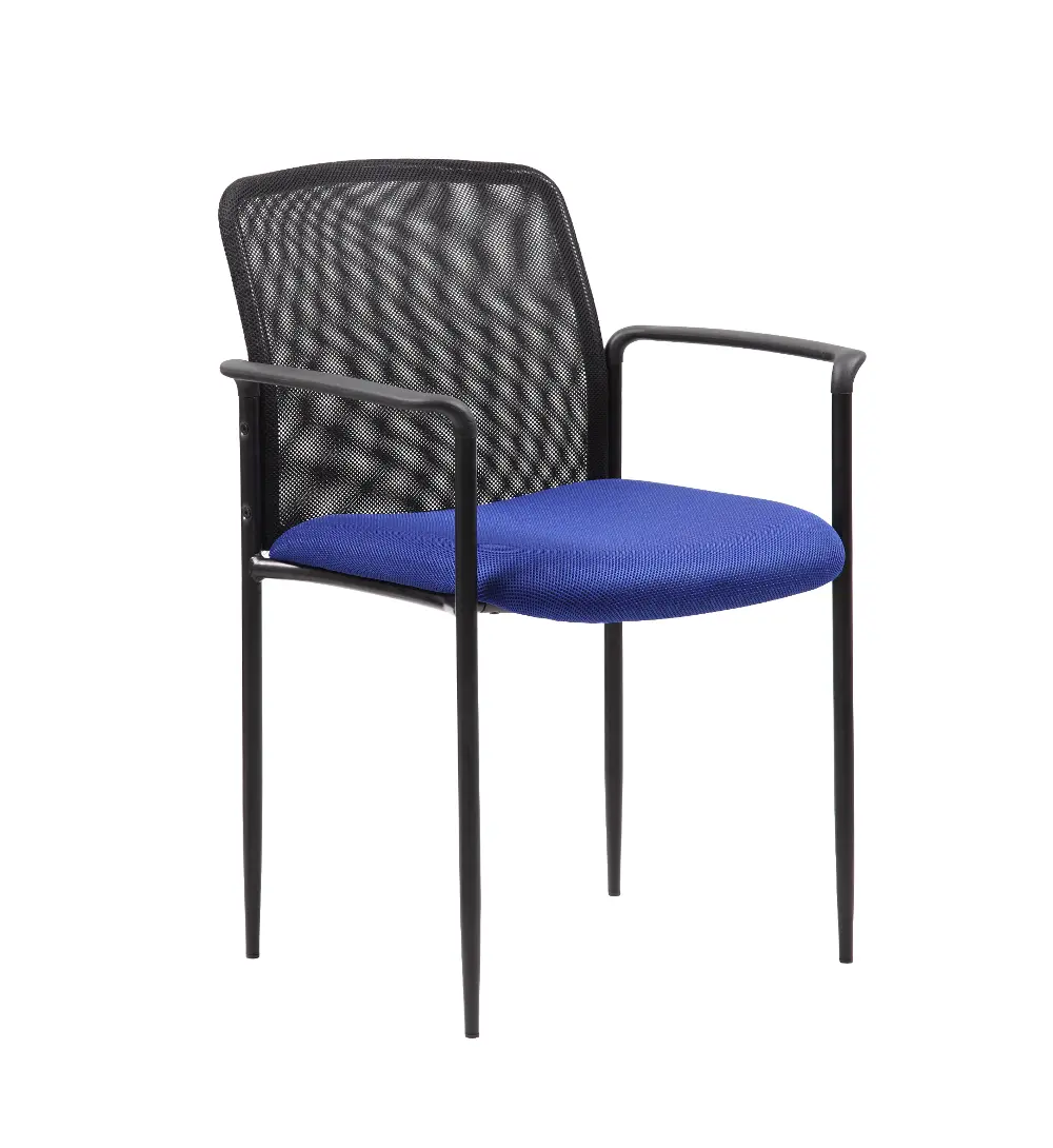 Blue and Gray Stackable Mesh Guest Chair-1