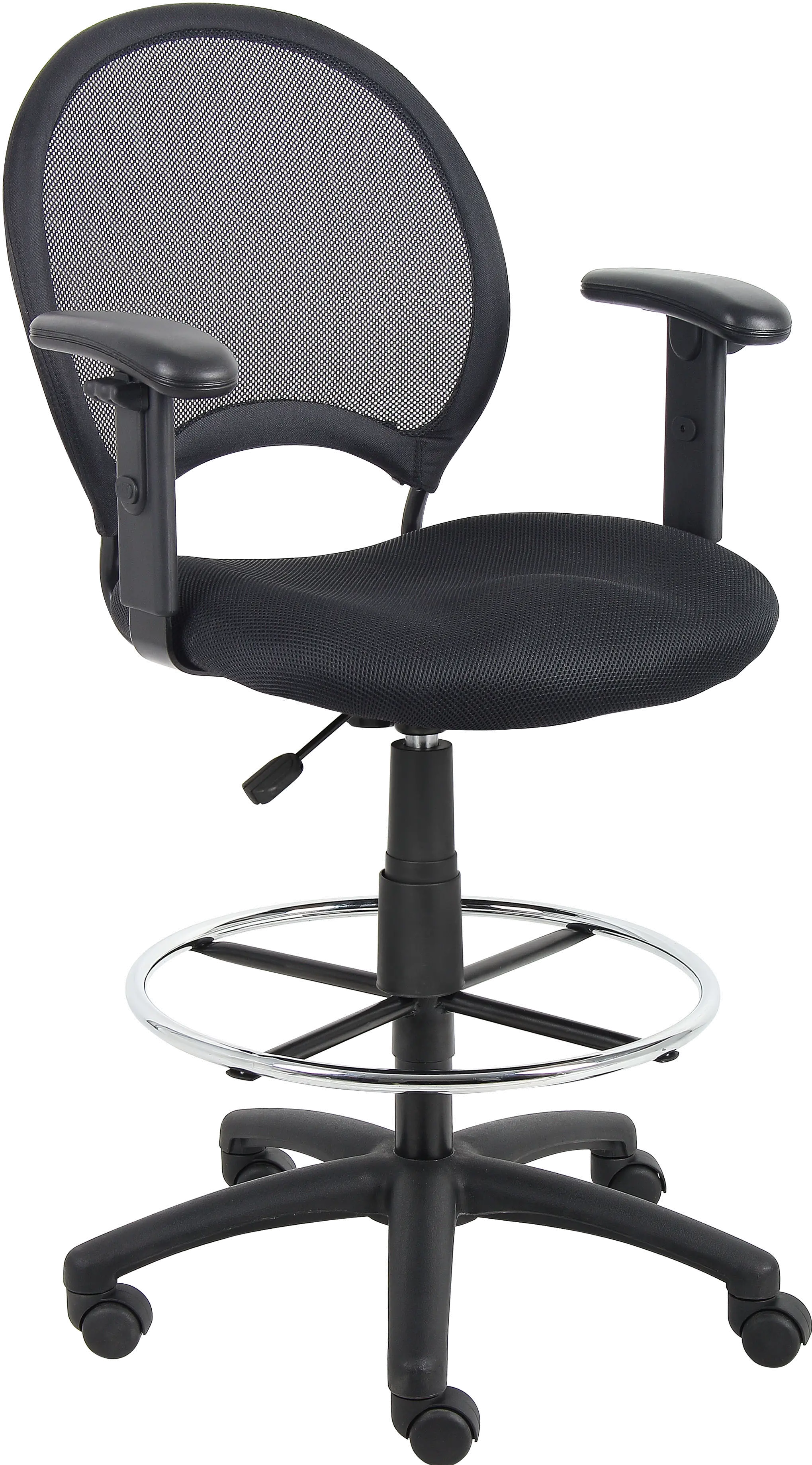 Black Mesh-Back Drafting Chair