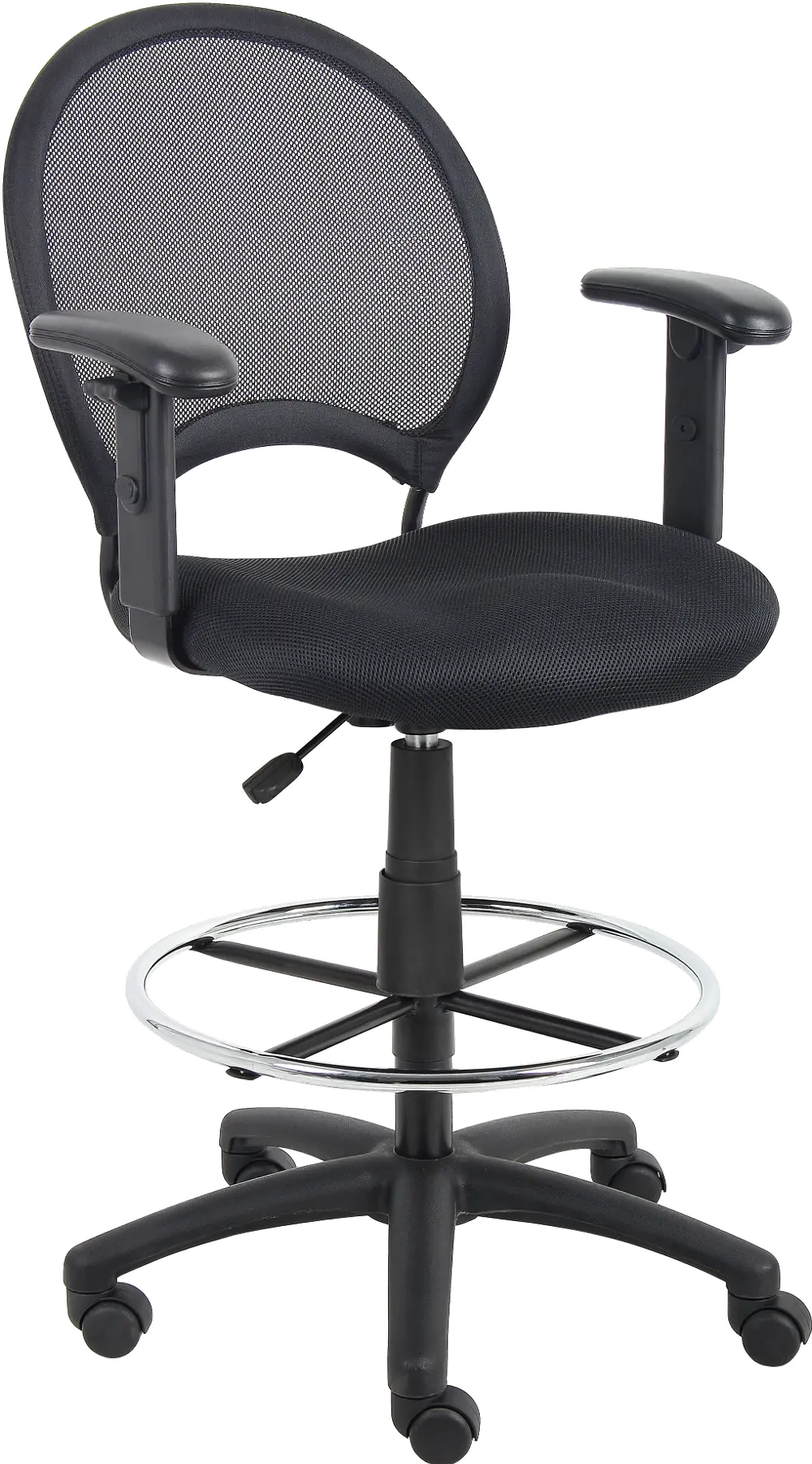 Black Mesh-Back Drafting Chair-1