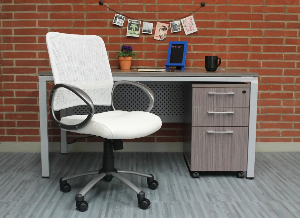 White Adjustable Task Chair with Arms-1