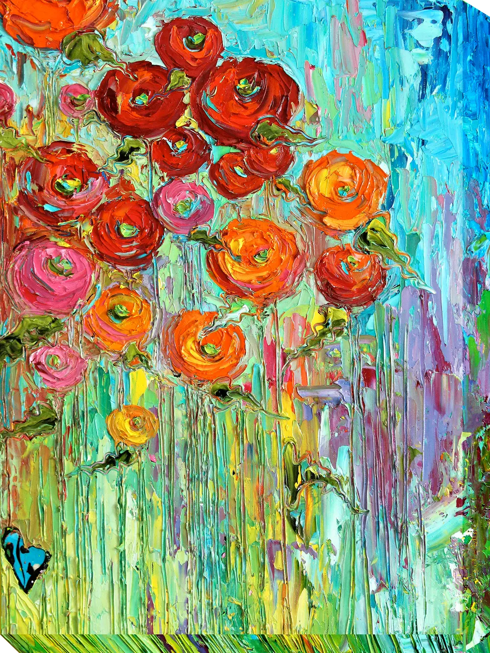 Multi-Color Poppies Patio Canvas Outdoor-Indoor Wall Art-1
