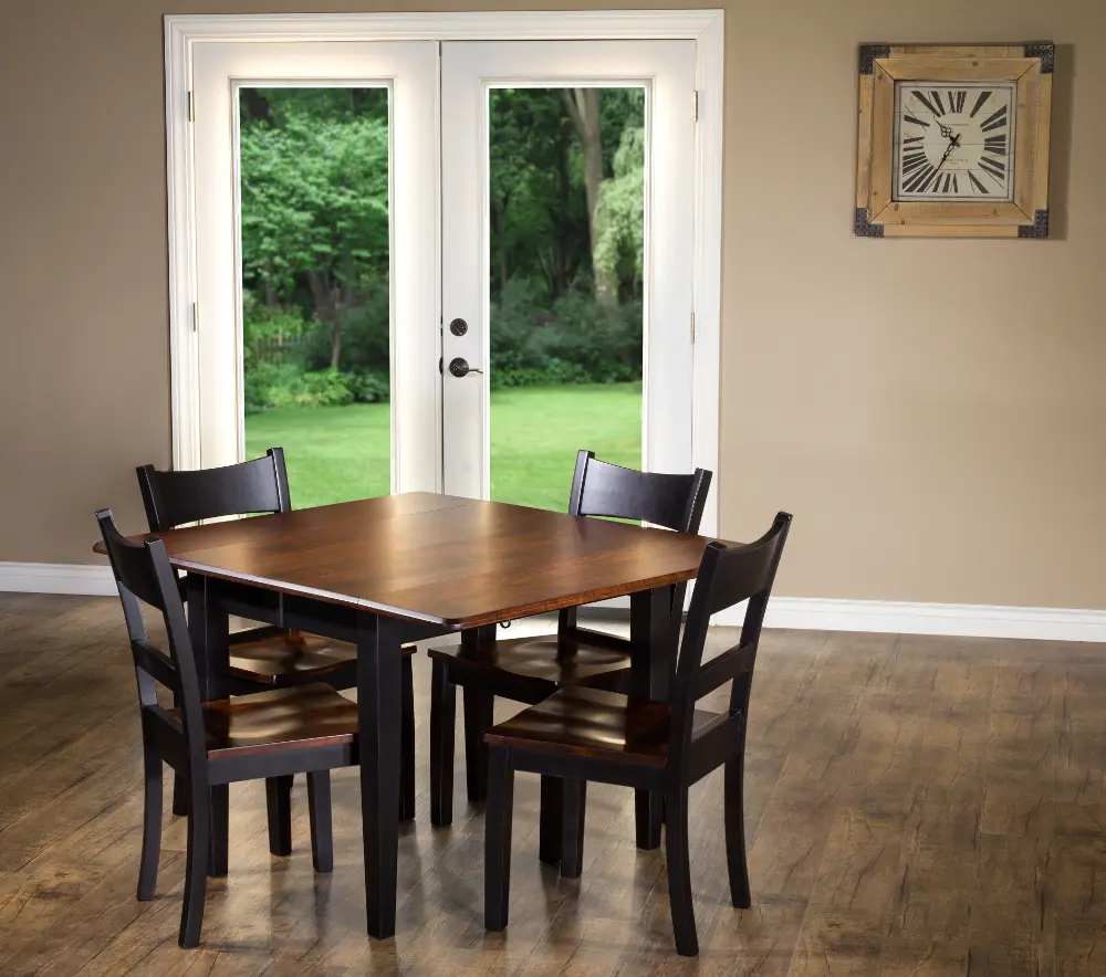 Saber Maple and Black 5 Piece Dining Set with Ladder Back Chairs-1