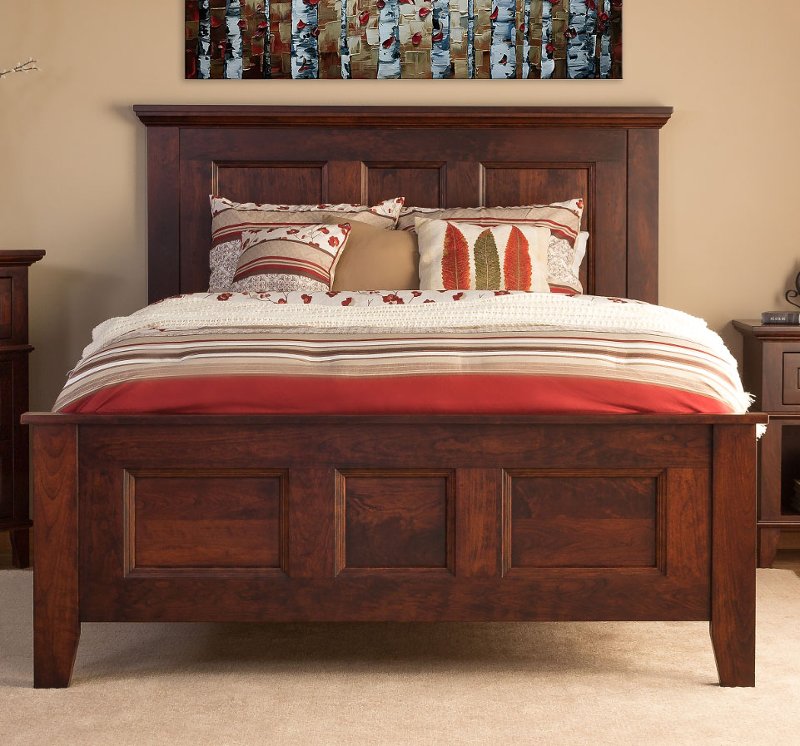 Bwood Classic Cherry Brown Queen, Brown Wood Bed Frame