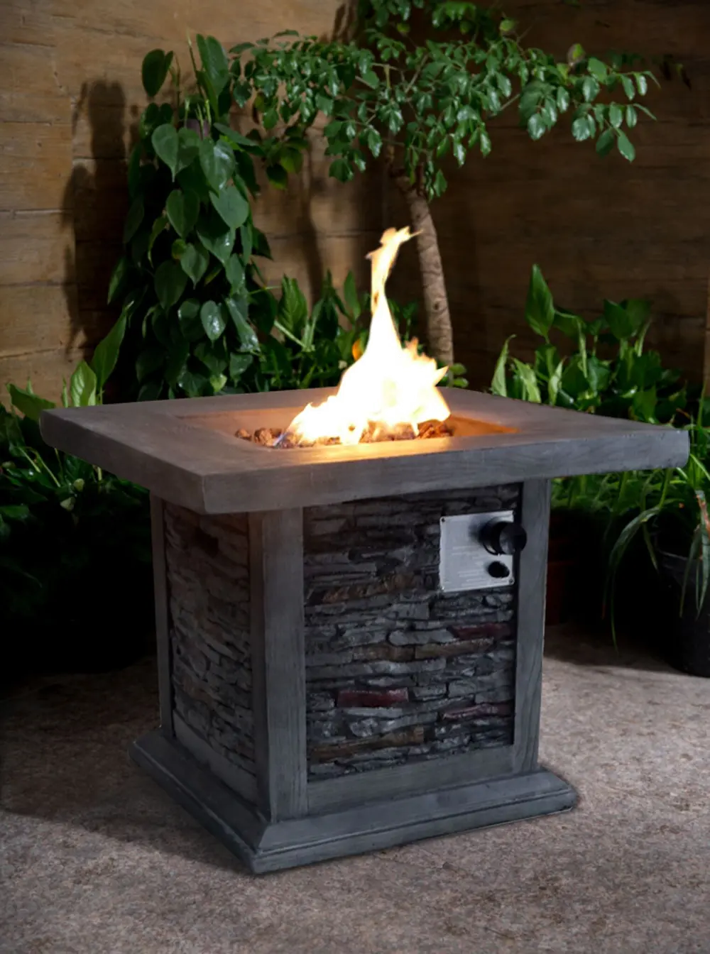 Gray Stone Gas Outdoor Fire Pit - Nusa-1