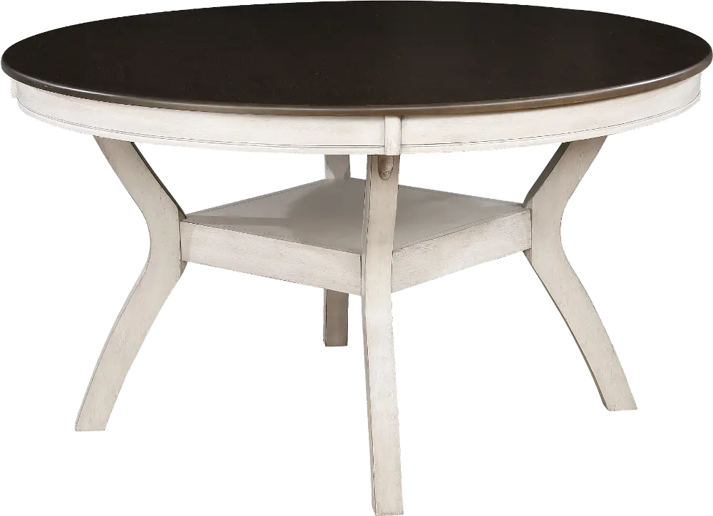 White and Brown Round Dining Table - Perrin-1