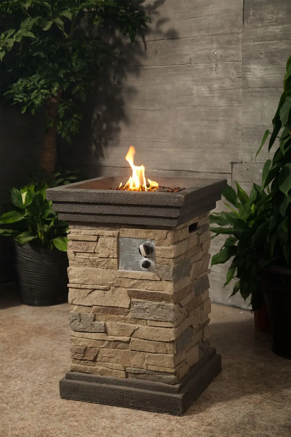 Brown Stack Stone Fire Pit - Nusa-1