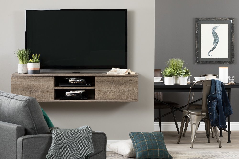 Weathered Oak Wall Mounted Media Console - South Shore