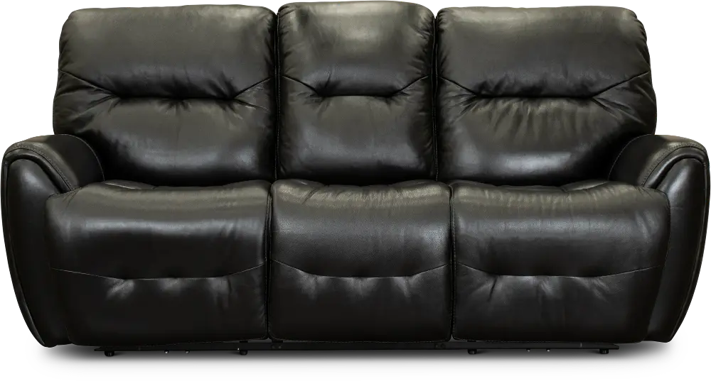 Black Leather-Match Power Reclining Sofa - Blaise-1