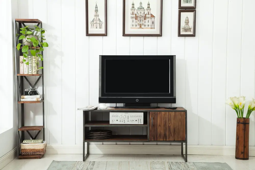 Natural Brown Wooden 50 Inch TV Stand - Brixton-1