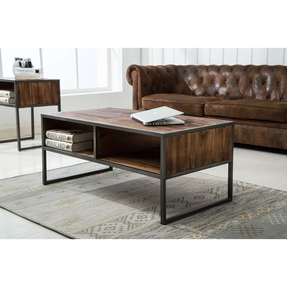 Natural Wood Brown Coffee Table - Brixton-1