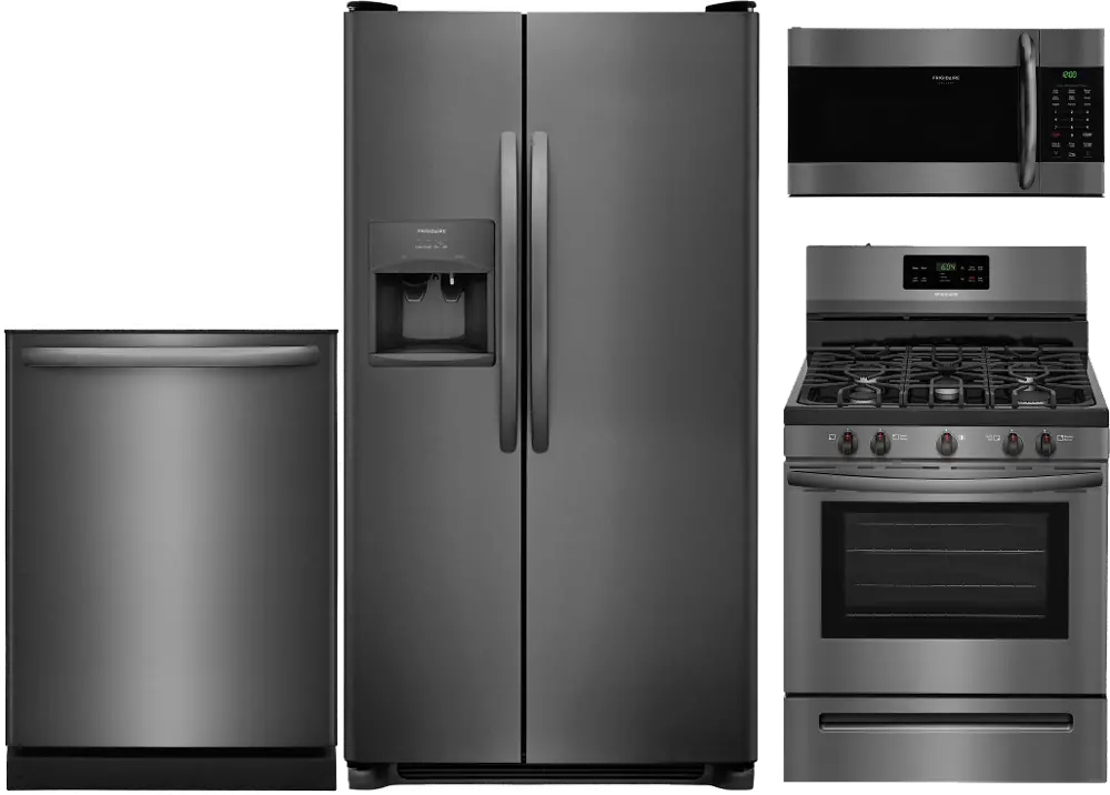 .FRG-SXS-4PC-BSS-GAS Frigidaire Kitchen Appliance Package with Gas Range - Black Stainless Steel-1