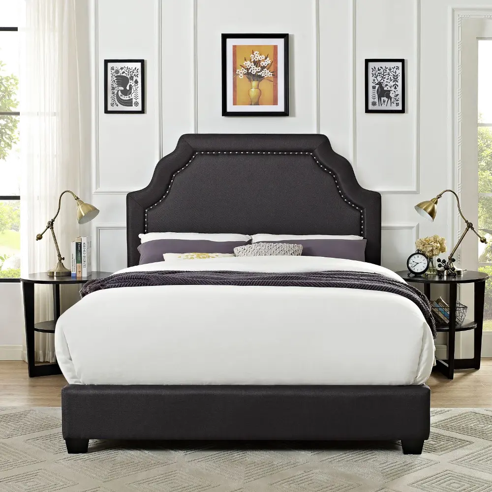 KF705009CL Classic Charcoal Gray Queen Upholstered Bed - Loren-1