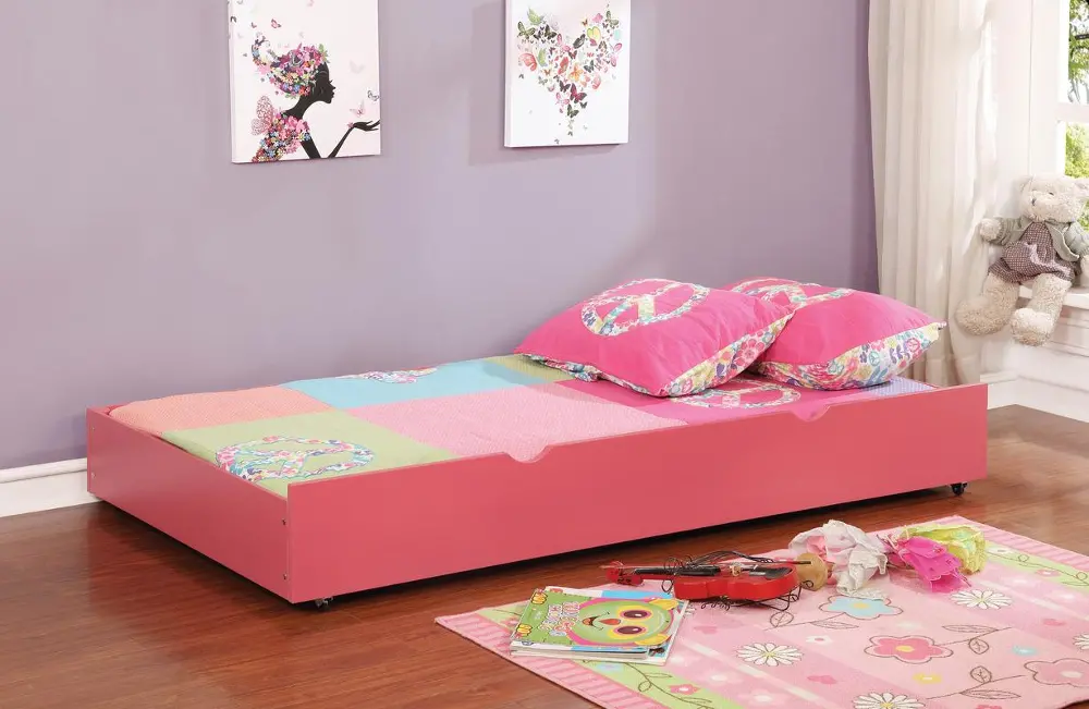 IDF-TR453-PK/TRUNDLE Classic Contemporary Pink Twin Trundle - Jazzy-1
