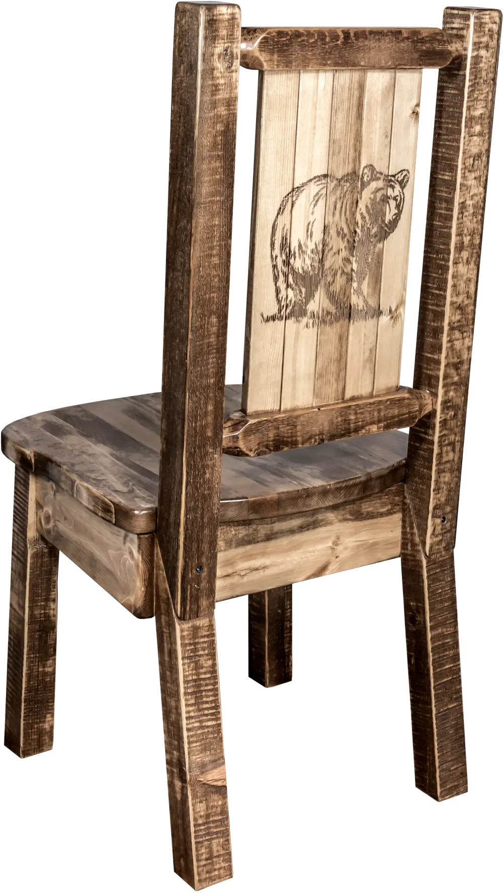 Rustic Laser Engraved Bear Dining Chair - Homestead-1
