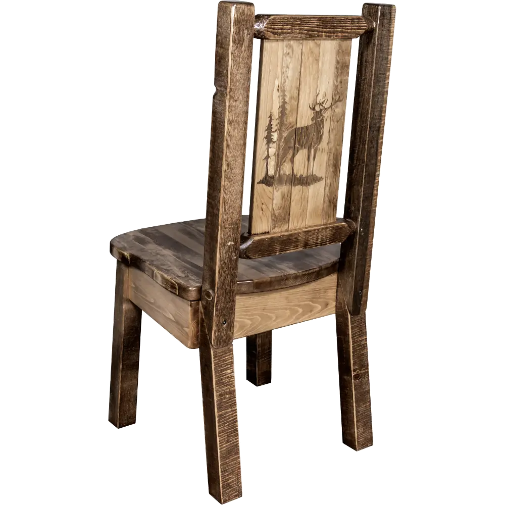 Rustic Laser Engraved Elk Dining Chair - Homestead-1