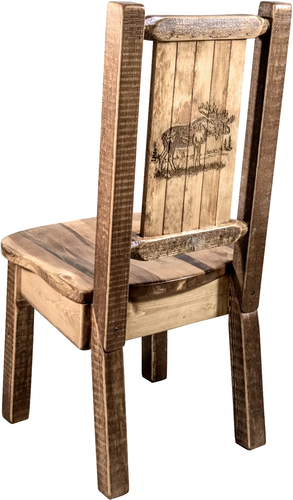 Rustic Laser Engraved Moose Dining Chair - Homestead-1