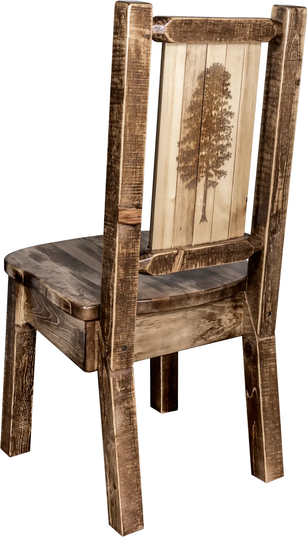 Rustic Laser Engraved Pine Tree Dining Chair - Homestead-1