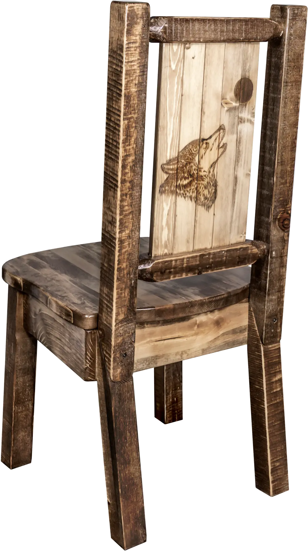 Rustic Laser Engraved Wolf Dining Chair - Homestead-1