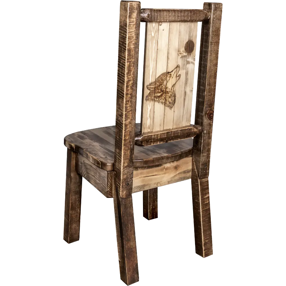Rustic Laser Engraved Wolf Dining Chair - Homestead-1