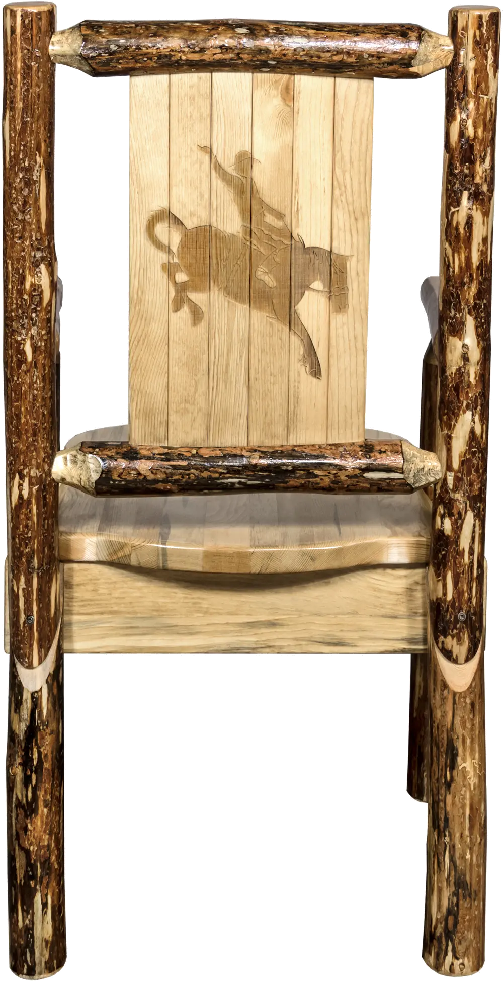 Captain's Dining Chair with Laser Engraved Bronc - Glacier-1