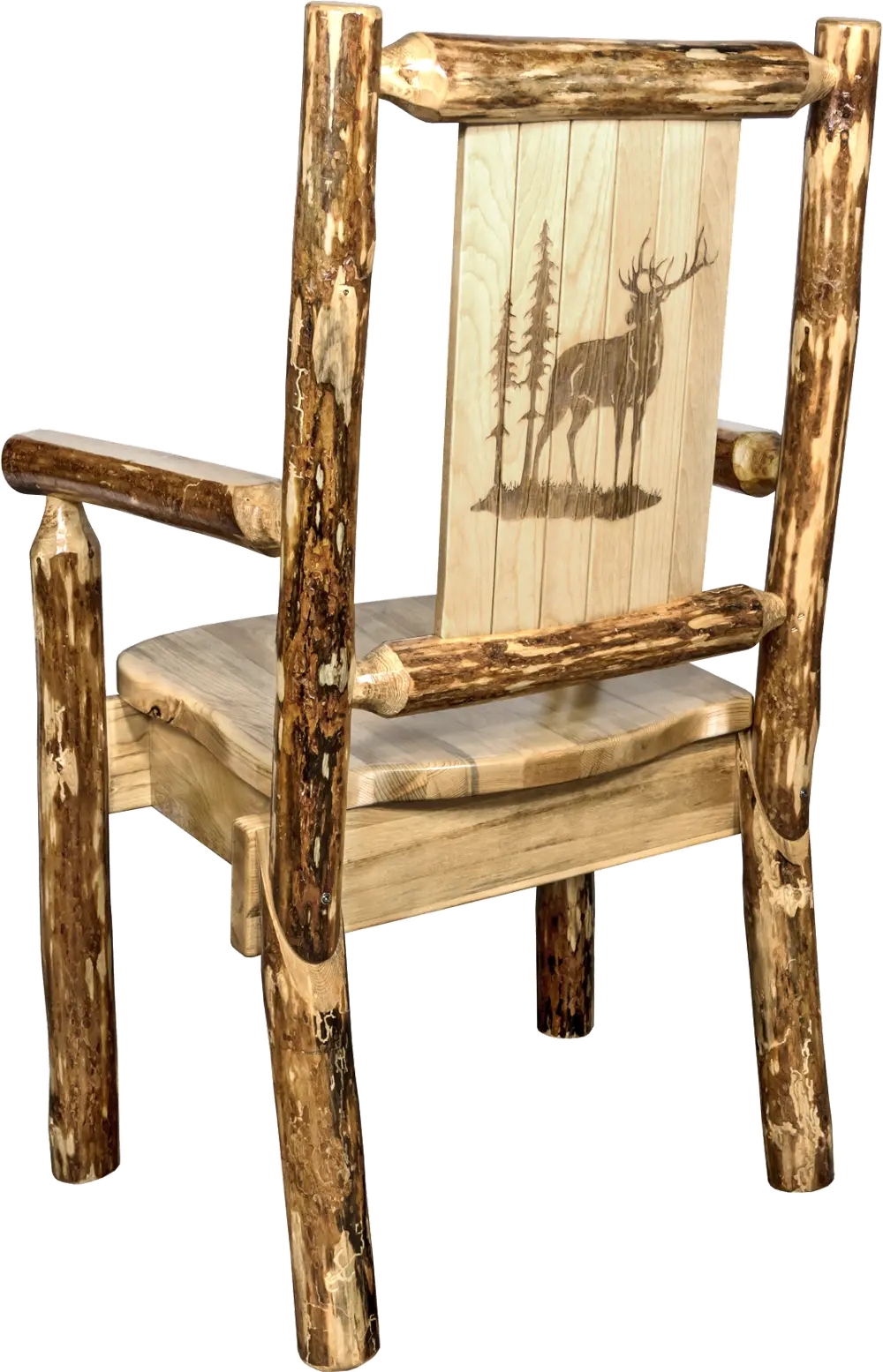 Captain's Dining Chair with Laser Engraved Elk - Glacier-1