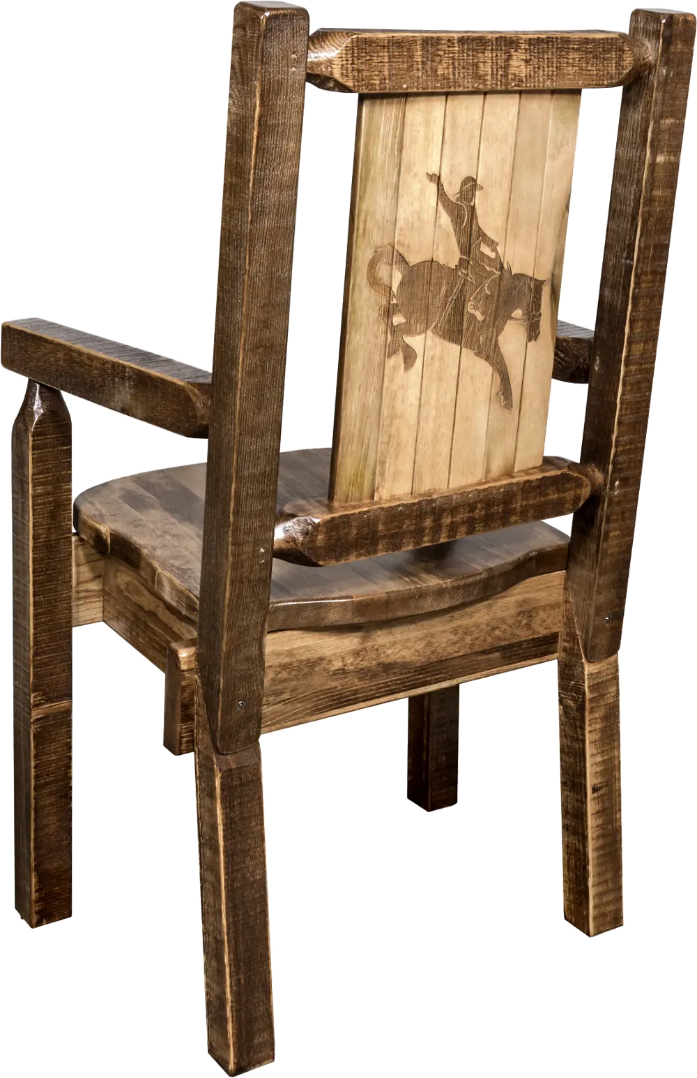 Captain's Dining Room Chair with Laser Engraved Bronc - Homestead-1