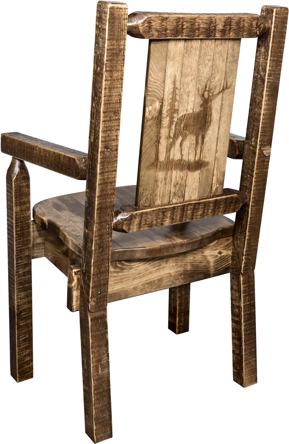 Captain's Dining Room Chair with Laser Engraved Elk - Homestead-1