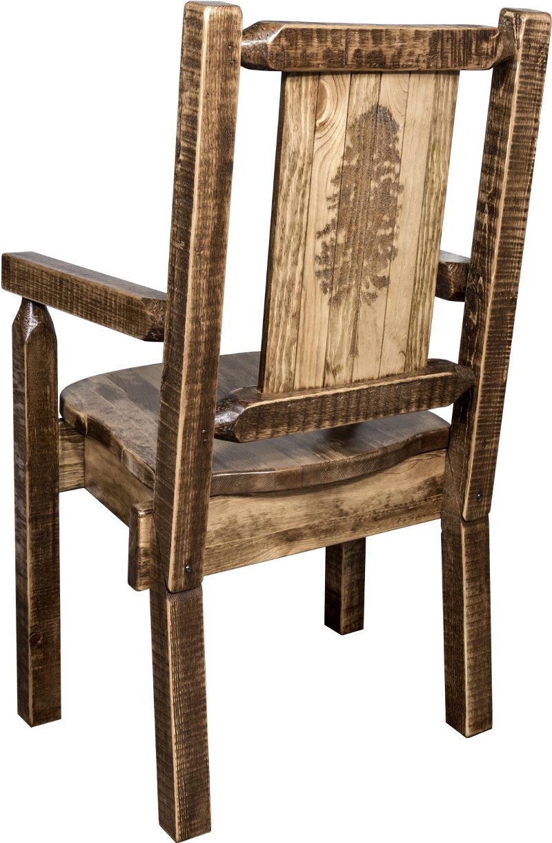 Laser Engraved Pine Tree Homestead, Rustic Dining Room Chairs